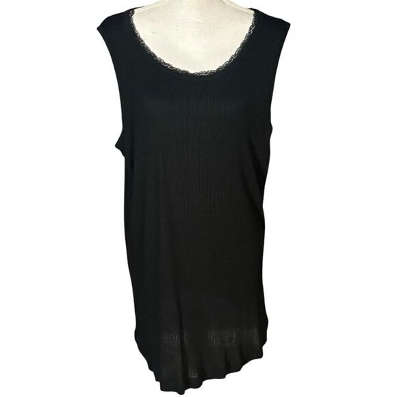 Ulla Popken Tank Top Shell Size 20/22 Black Sleevless Lace Minimalist Neutral - Picture 9 of 10